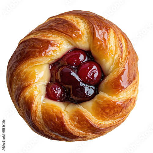 Cherry Danish Isolated on a Transparent Background