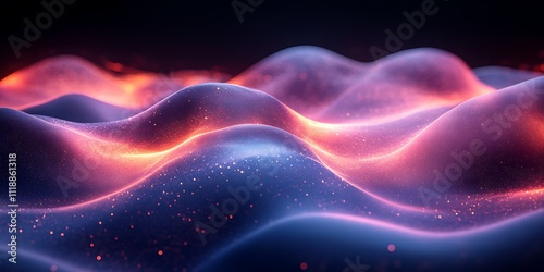 Abstract glowing wave background with particles.