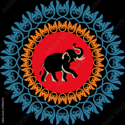 elephants pattern, mandala
Beautiful Thailand,thai pattern,seamless,Traditional,ethnic,fabric pattern for textiles,rugs, wallpaper,clothing, sarong,batik,wrap,embroidery,print,background,cover, illust