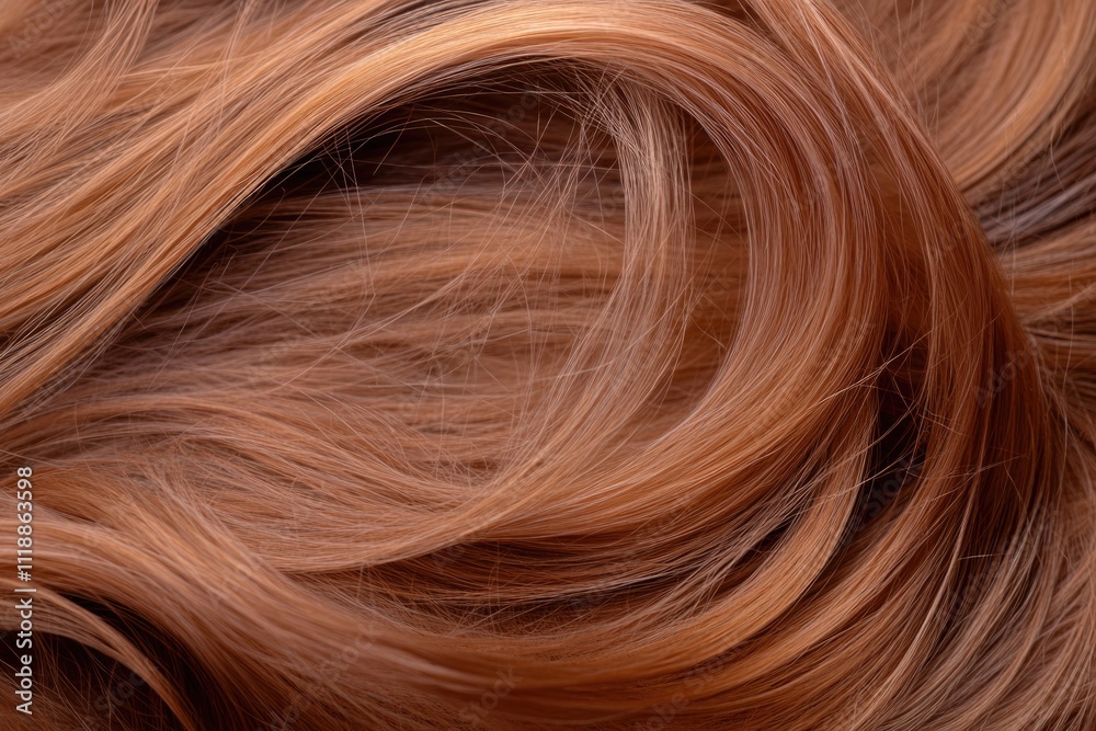 Naklejka premium Close up image of natural brown hair with curly texture, suggesting movement.