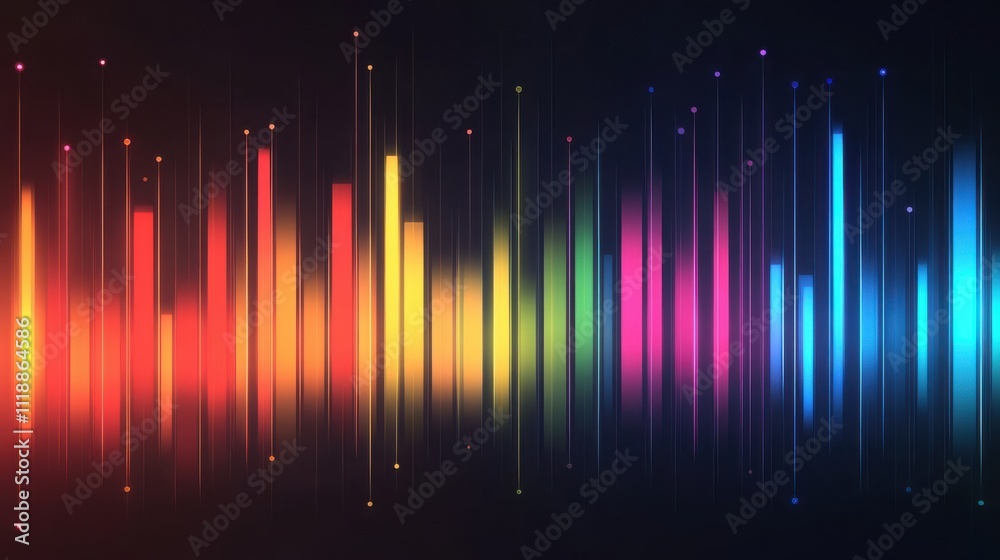 Vibrant Colorful Sound Waves with Light Effects on a Dark Background Vibrant Colorful Sound Waves with Light Effects on a Dark Background