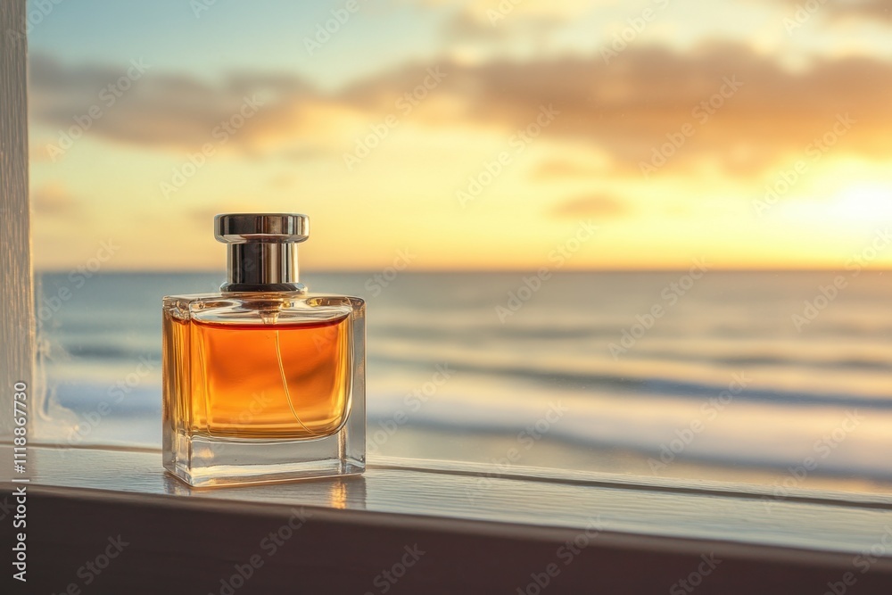 Perfume bottle by the ocean window Perfume bottle by the ocean window