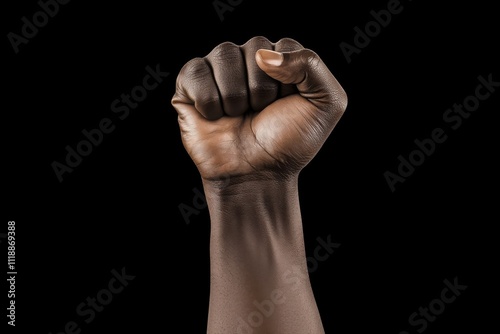 A black clenched fist is raised, showing support for Black Lives Matter and the blackout movement.