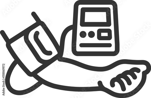 血圧を測定する人のアイコン（線画）のイラスト