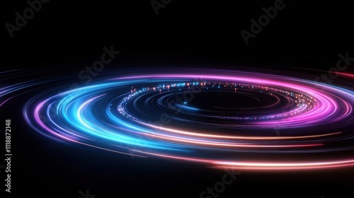 Neon Light Trails Swirling Galaxy