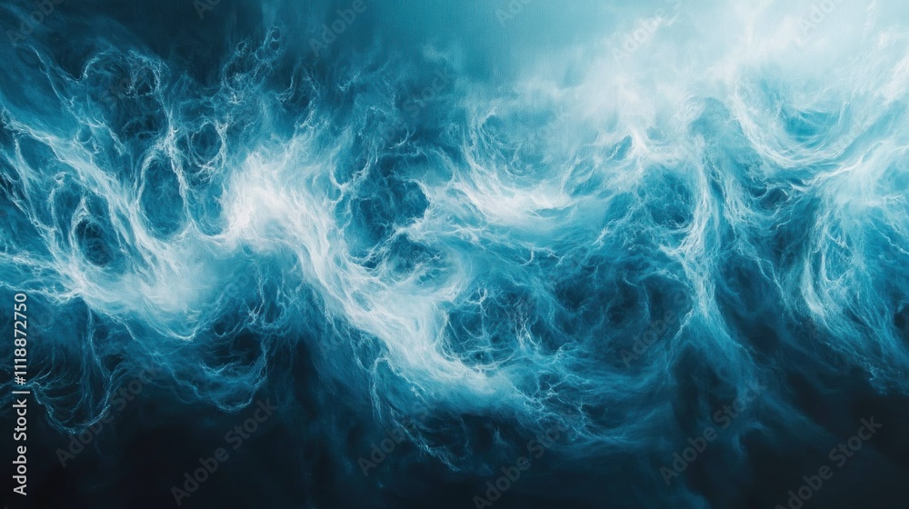 Obraz premium Abstract swirling blue and white energy, ethereal texture.