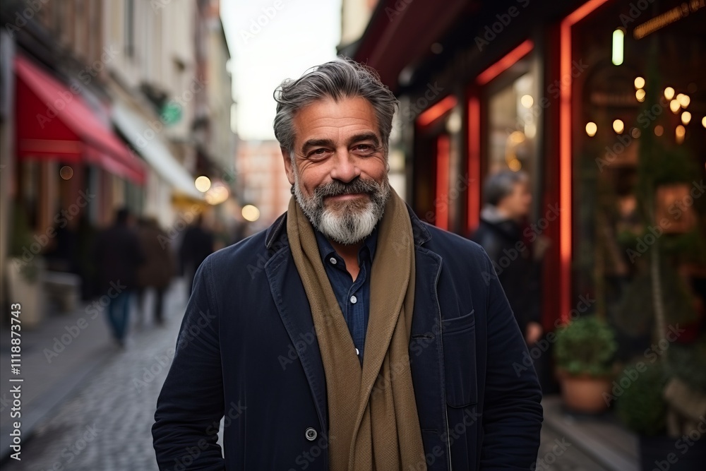 Portrait of a handsome senior man with beard in a city. Portrait of a handsome senior man with beard in a city.
