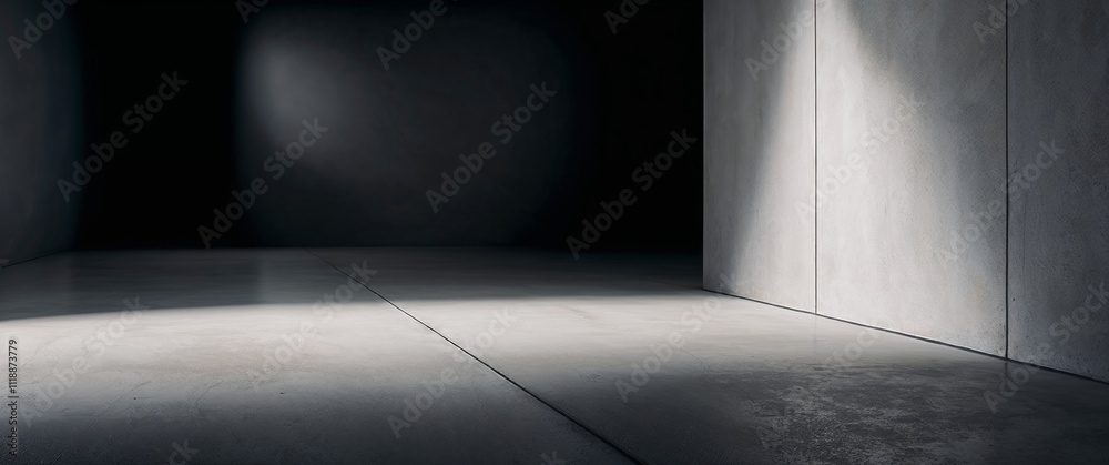Minimalist interior space with concrete walls and dramatic light effects creating an artistic atmosphere copy space Minimalist interior space with concrete walls and dramatic light effects creating an artistic atmosphere copy space