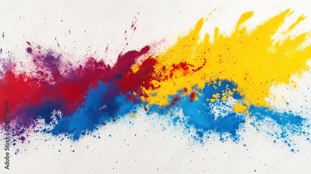 Obraz premium Abstract colorful paint explosion on white background.