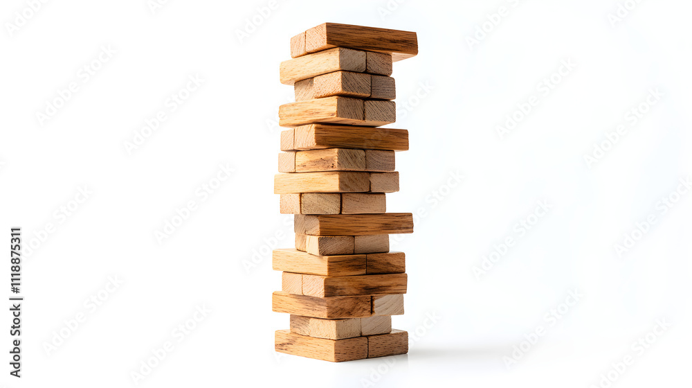 A Jenga tower built to its highest point A Jenga tower built to its highest point