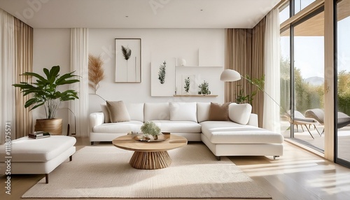 Incorporating mirrors to enhance white and neutral living room by reflecting light and creating depth in your space