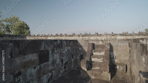 Yogyakarta, Indonesia - Candi Ratu Boko Palace archaeological site in Java. South of Prambanan temple complex during Sunset photo