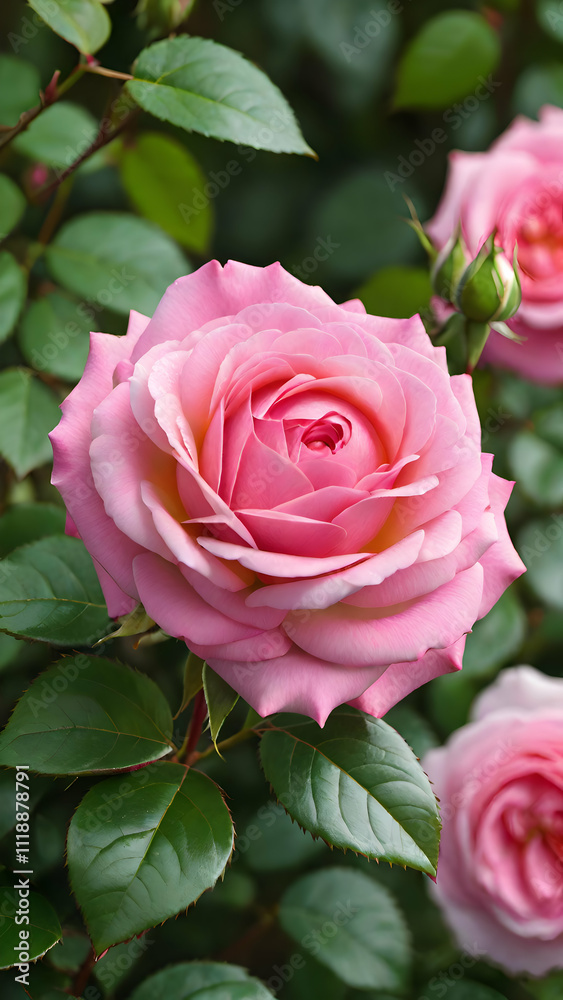 Closeup of pink rose flower selective focus on blur background in a garden. Closeup of pink rose flower selective focus on blur background in a garden.