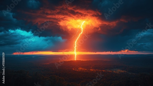 Fiery Sunset Thunderbolt: A Dramatic Landscape