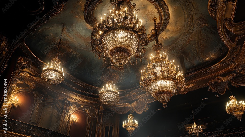 Obraz premium Ornate Chandeliers in a Gilded Hall