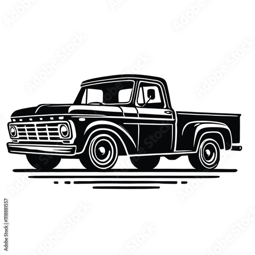 Vintage Pickup Truck Silhouette