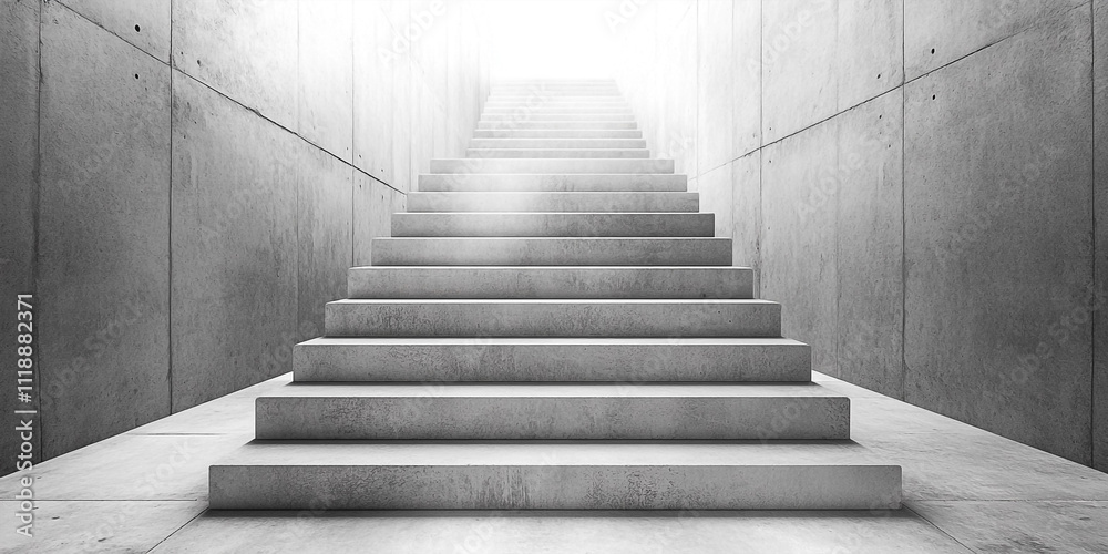 Concrete Staircase in Modern Interior with Monochrome Aesthetic