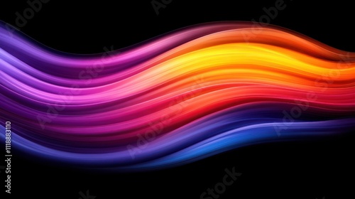 Abstract colorful wave flowing on black background.