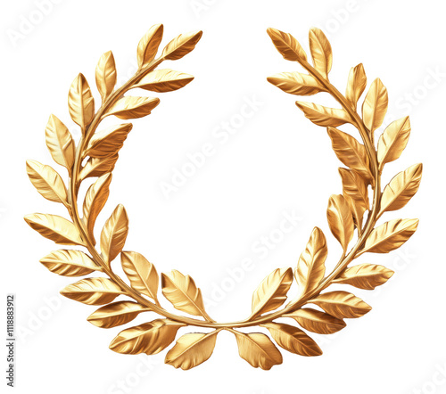 Golden laurel wreath on transparent background