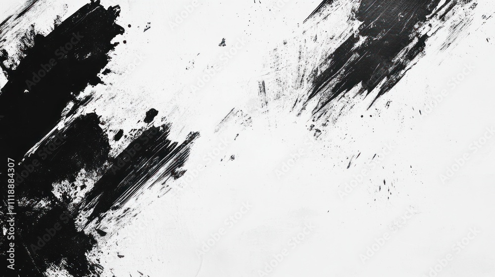Abstract black and white paint strokes on a canvas background. Abstract black and white paint strokes on a canvas background.