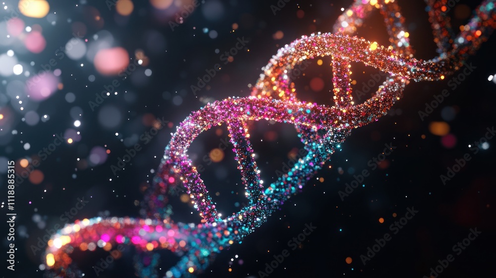 colorful DNA helix, isolated on a dark background