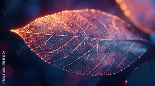 Illuminated Leaf: A Macro View of Nature's Intricate Beauty photo