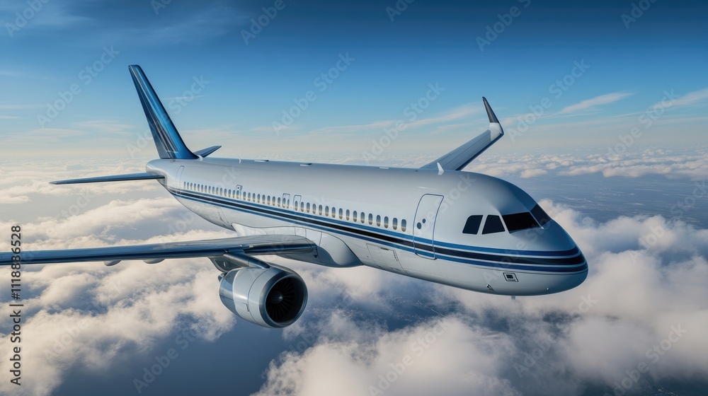 Obraz premium Airplane soaring above a blanket of clouds in the sky