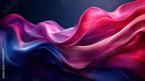 Abstract flowing fabric, pink, blue, purple, red, wave.