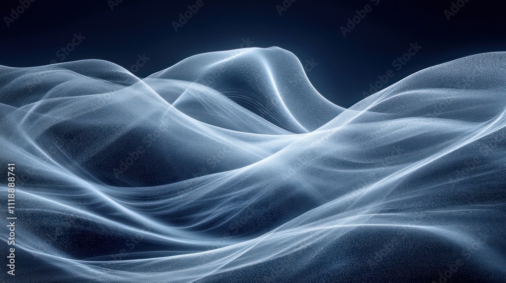 Obraz premium Abstract glowing blue waves on dark background.