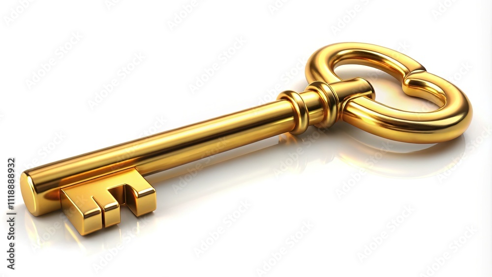Golden Key Panoramic PNG, AI Generated Photo, Isolated White Background Golden Key Panoramic PNG, AI Generated Photo, Isolated White Background