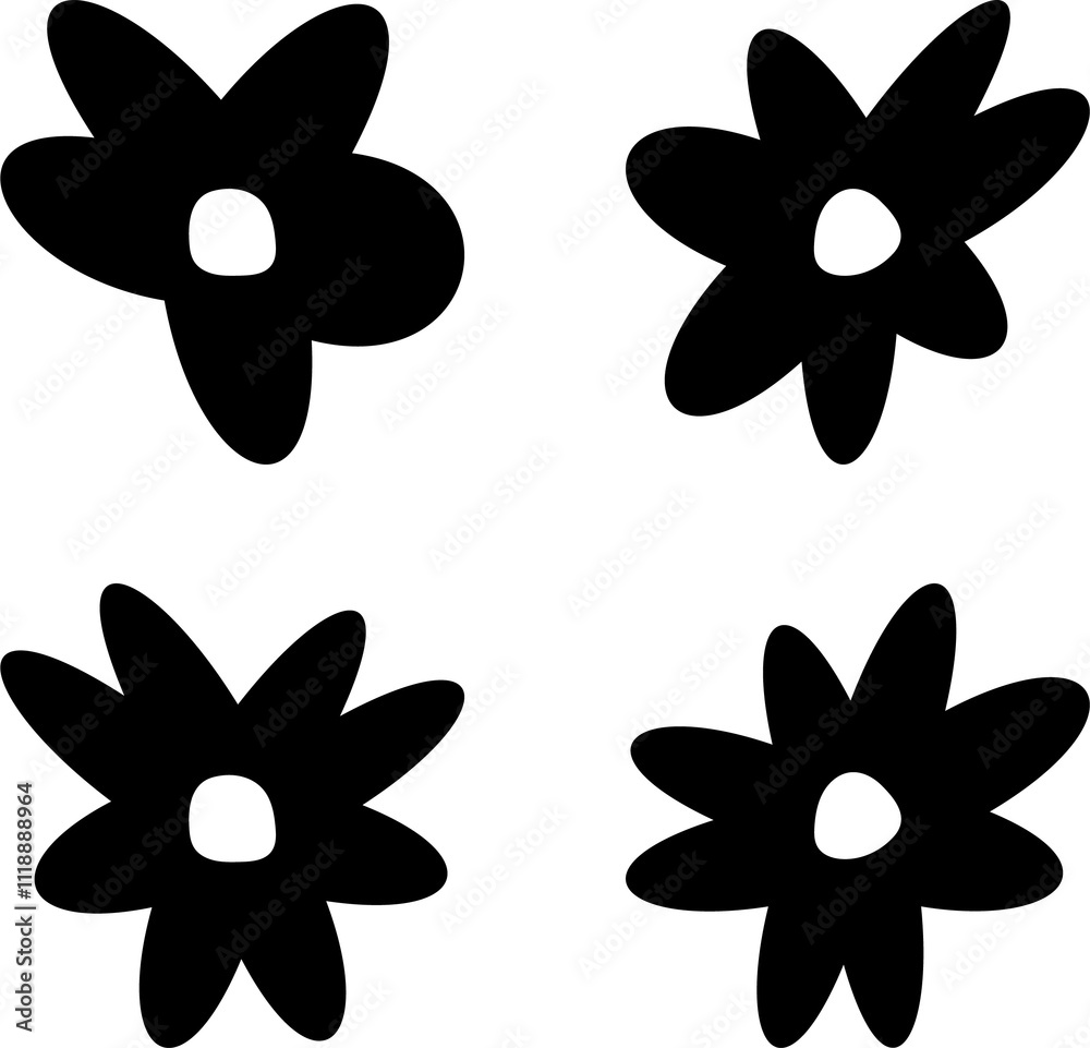 silhouettes of simple vector flowers silhouettes of simple vector flowers