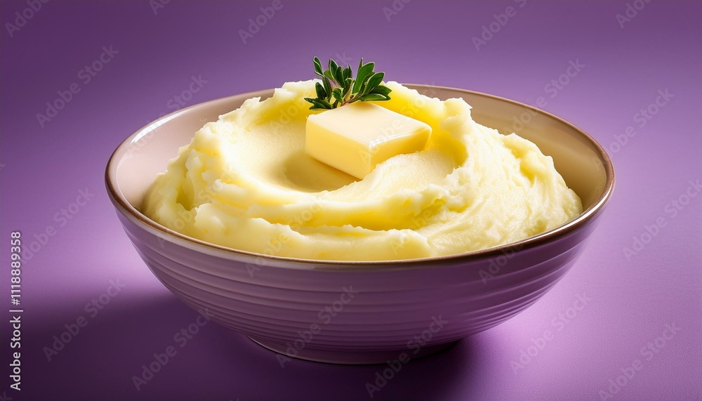 Creamy mashed potatoes with a pat of butter. Creamy mashed potatoes with a pat of butter.