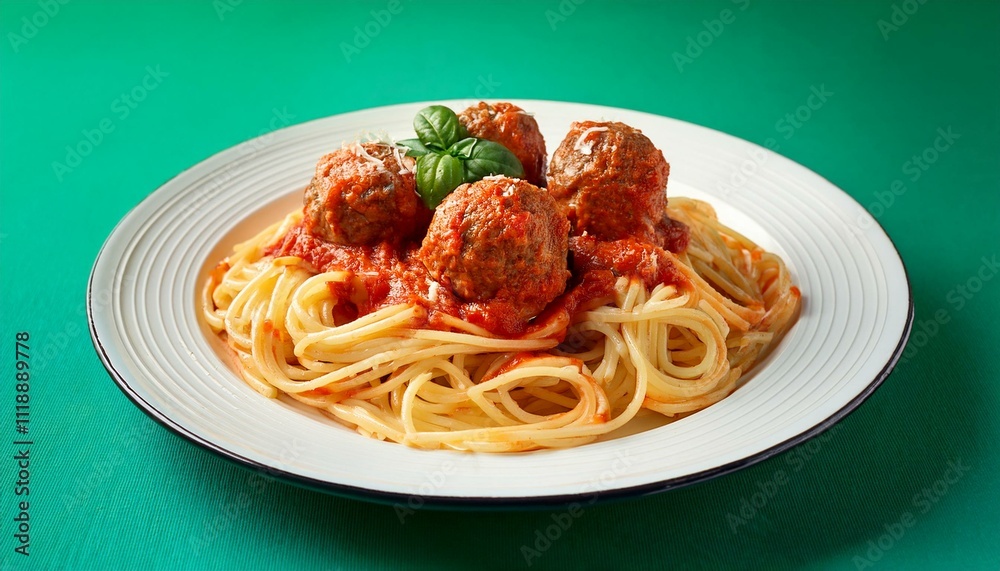 Spaghetti with meatballs in a rich tomato sauce. Spaghetti with meatballs in a rich tomato sauce.