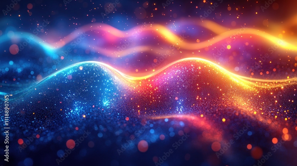 Obraz premium Abstract glowing wave energy particles.