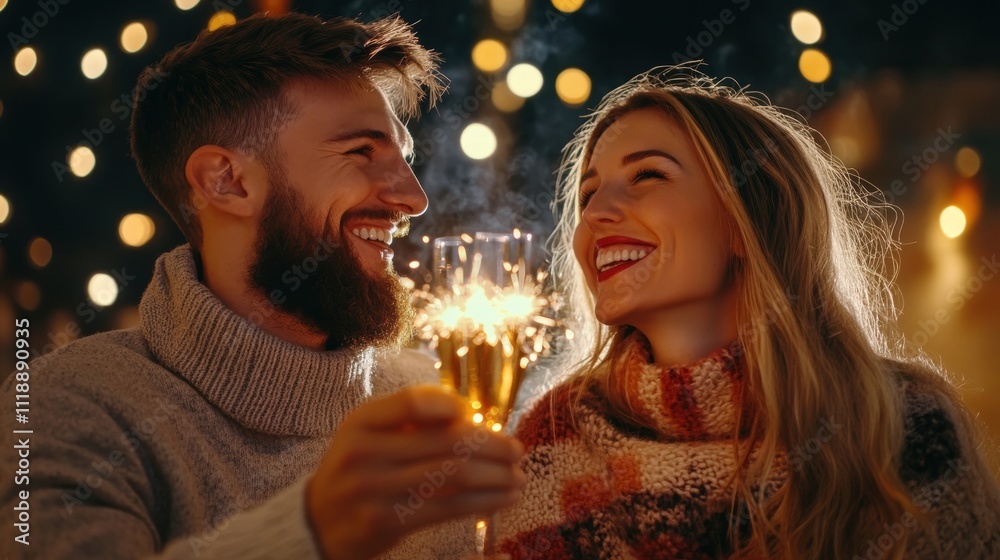 Romantic Couple Celebrating New Year's Eve Romantic Couple Celebrating New Year's Eve