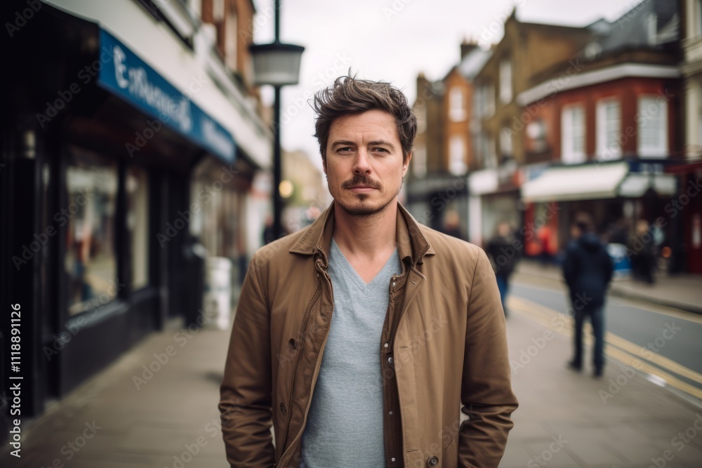 Portrait of a handsome young man standing in a street in London Portrait of a handsome young man standing in a street in London