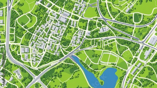 Wallpaper Mural A detailed map showing urban layout with green spaces and water features. Torontodigital.ca