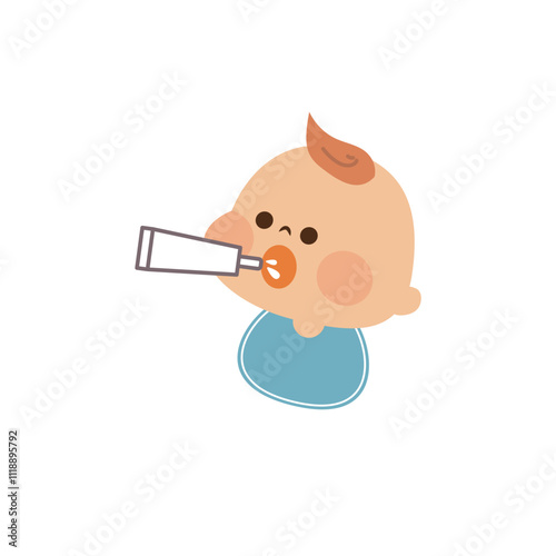 予防接種　経口ワクチン　薬　赤ちゃんのイラスト素材