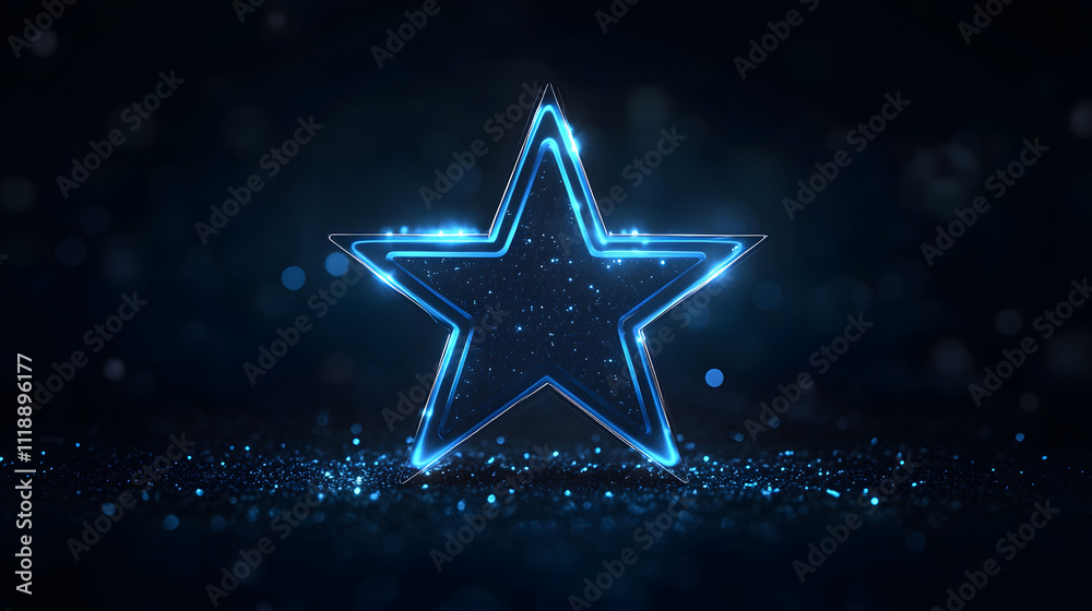 Blue star shape glowing with light effect on dark background vector presentation design template for business. Blue star shape glowing with light effect on dark background vector presentation design template for business.