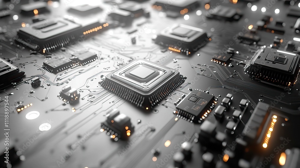 A clean white background with circuit board patterns and empty space in the center, perfect for a tech-themed presentation A clean white background with circuit board patterns and empty space in the center, perfect for a tech-themed presentation