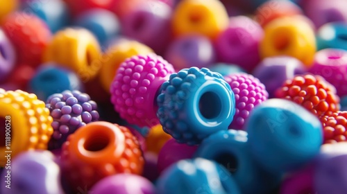 Colorful Plastic Beads Closeup