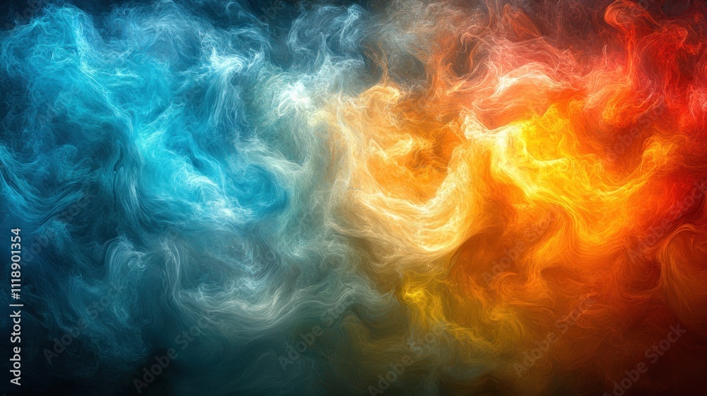 Obraz premium Abstract swirling blue and orange smoke.