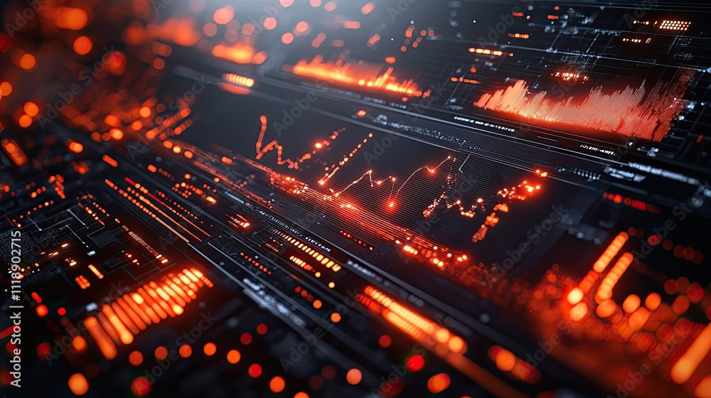 A futuristic technology background filled with glowing data visualizations and digital elements A futuristic technology background filled with glowing data visualizations and digital elements