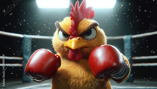 Boxing Chicken Ready to Fight in the Ring