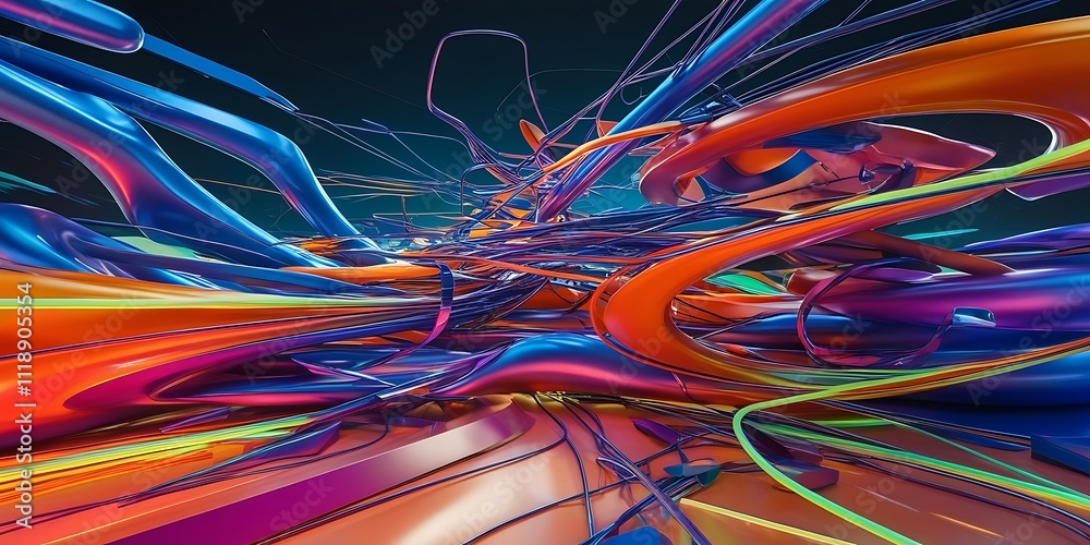 Obraz premium Abstract vibrant colorful swirls and lines forming a dynamic, energetic composition.