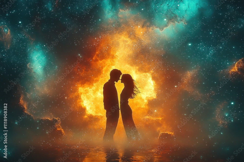 Cosmic Love Union in Nebula Ethereal Dreamy Atmosphere Cosmic Love Union in Nebula Ethereal Dreamy Atmosphere
