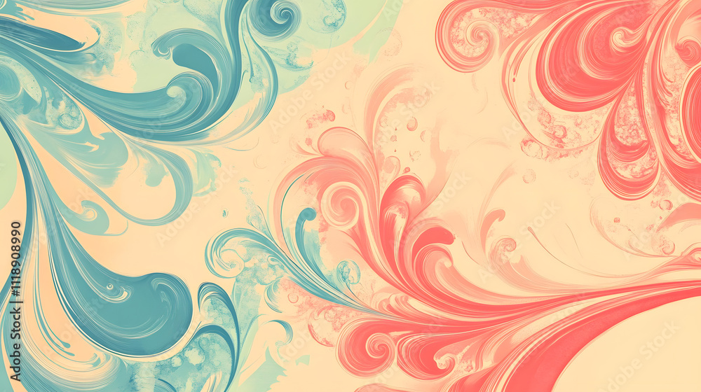 soft pastel themed background design featuring artistic swirls in blue and coral colors, creating serene and elegant atmosphere. Perfect for various creative projects soft pastel themed background design featuring artistic swirls in blue and coral colors, creating serene and elegant atmosphere. Perfect for various creative projects