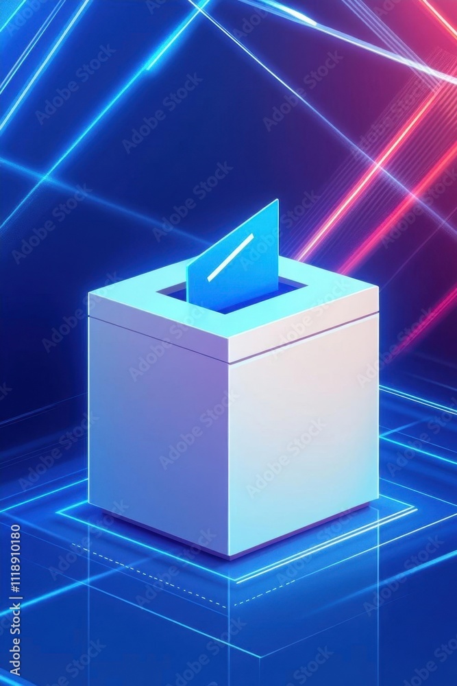 A ballot box with a blue ballot being inserted, symbolizing voting. A ballot box with a blue ballot being inserted, symbolizing voting.