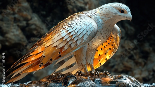 Majestic Mechanical Falcon: A Digital Masterpiece photo