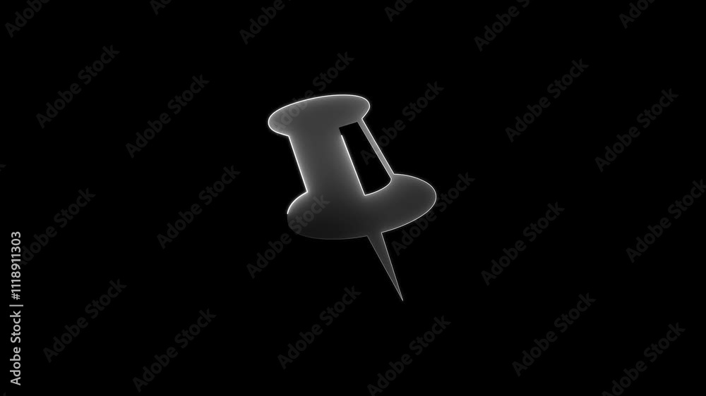 push pin isolated on black backgraound animation 4k video